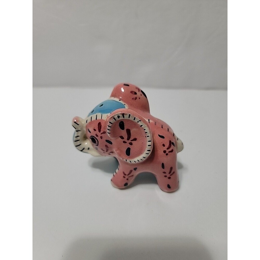 Vtg Napco Japan Stitch Elephant Figurine Pink Blue White Floral Salt pepp Shaker